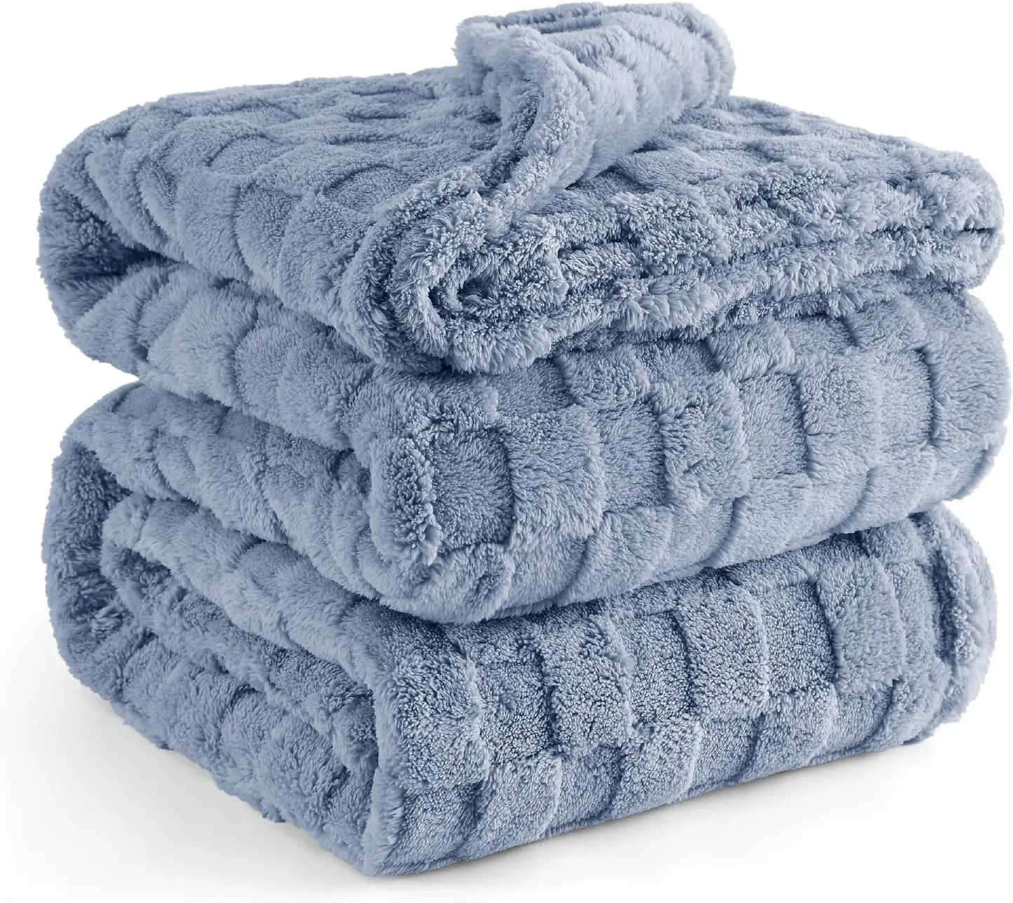 Bedsure Ashley Blue Fleece Blanket for Couch - Super Soft Cozy King Blankets for Women, Cute Small Blanket for Girls,  Inches